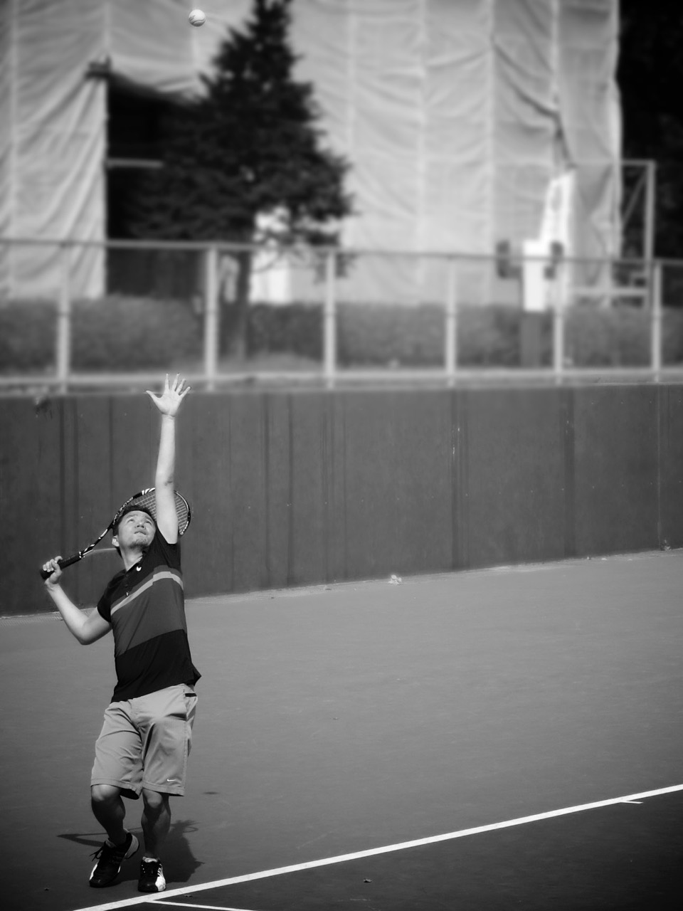 My serve with the distinct high toss