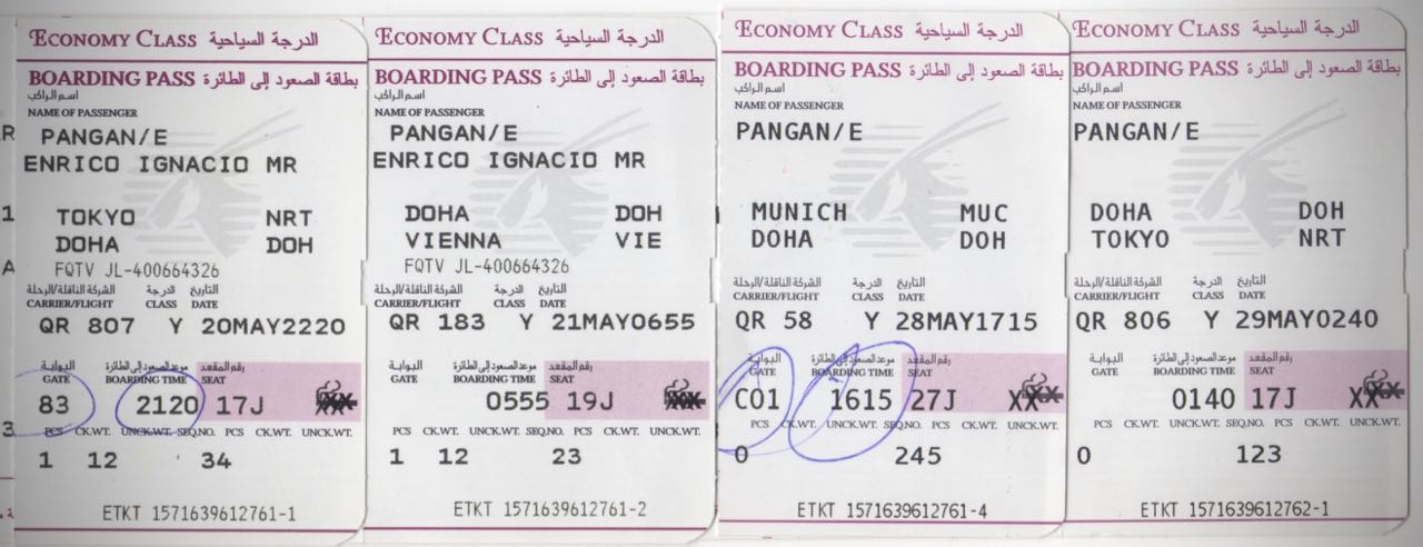 Tokyo Doha Vienna, Munich Doha Tokyo